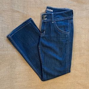 HUDSON Signature Bootcut Jeans Blue White Topstitching 27